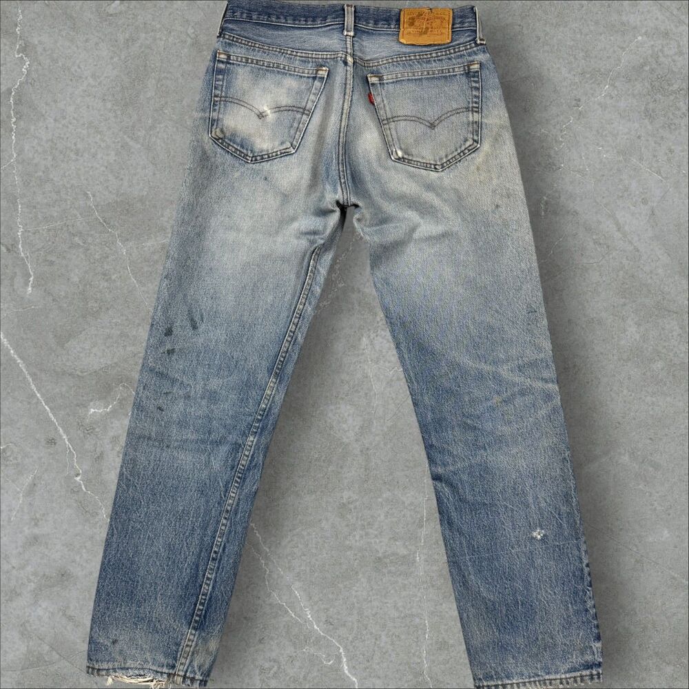Vintage 70s Levis 501 XX Button Fly Faded Distressed Jeans 522 Stamped W32xL33 - Picture 2 of 12